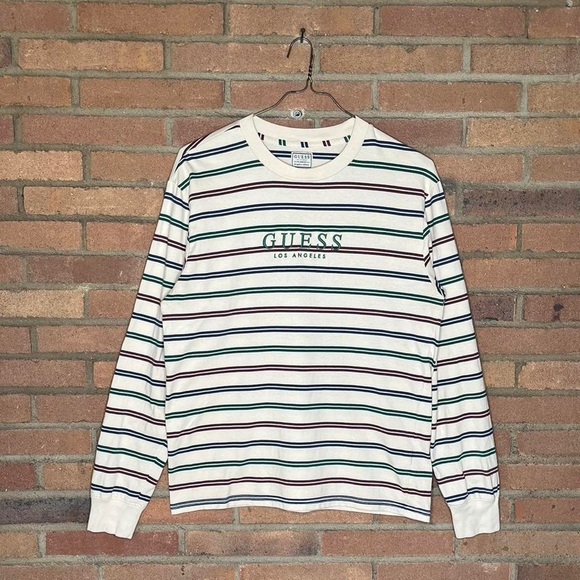 Men’s Vintage Guess Los Angeles Long Sleeve Striped Shirt Size L - Picture 8 of 8